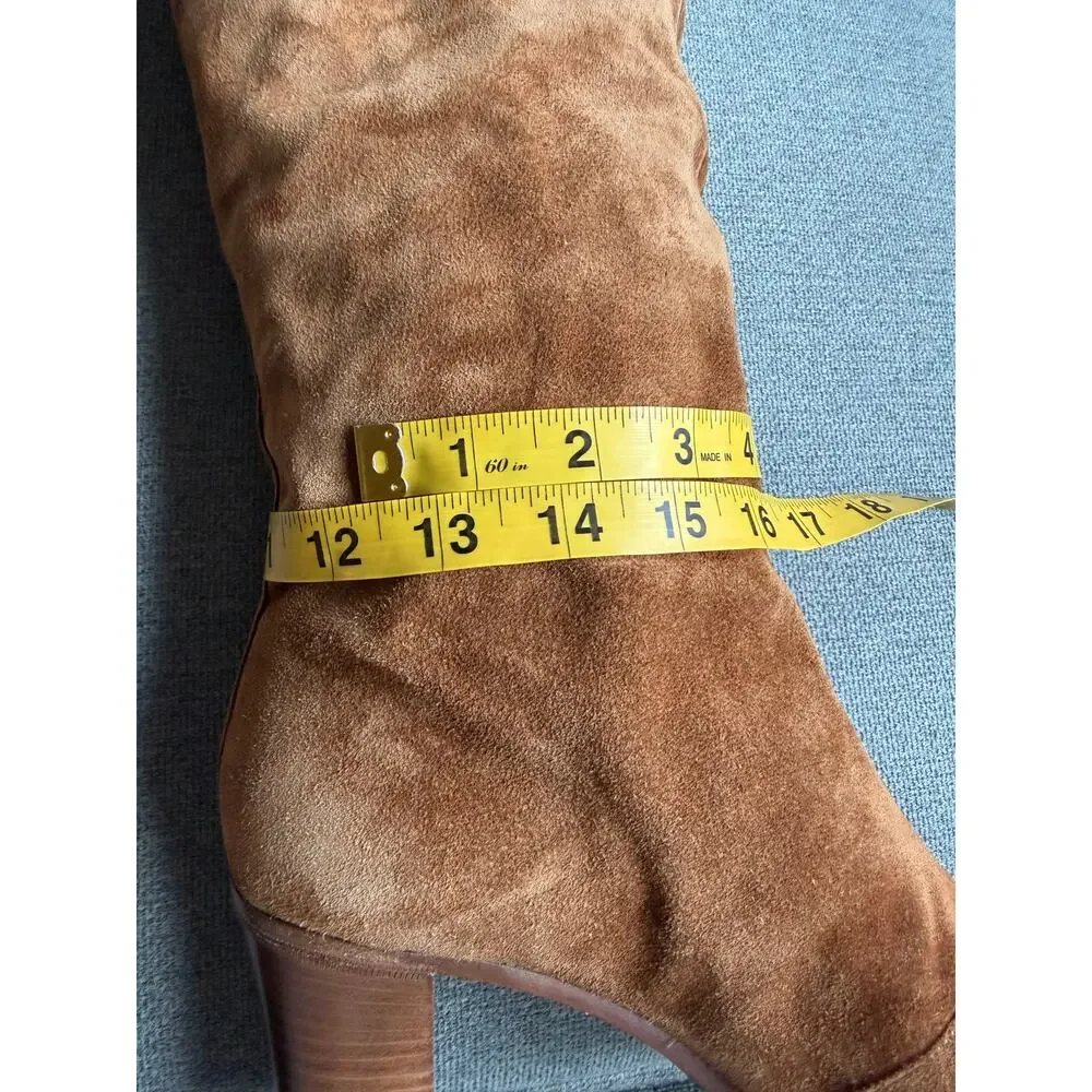 Vince Casper Knee High Pull-On Boot Tan Braow Suede Leather Women's 8